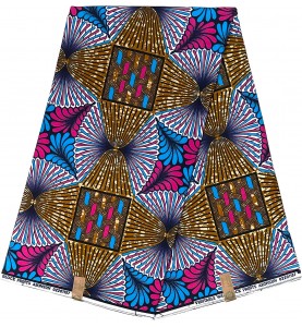 Tissu Wax Pagne africain Hitarget coton AF044 Marron Bleu