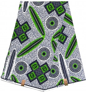 Tissu Wax africain Hitarget coton HTG30 VERT BLANC