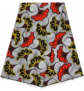 Tissu Wax Pagne africain Hitarget coton FM10 ORANGE NOIR