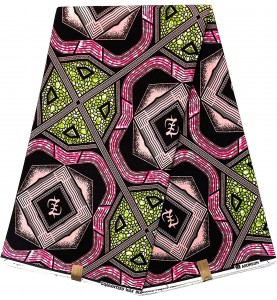 Tissu Wax Pagne africain Hitarget coton HTG65 ROSE VERT