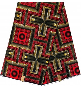 Tissu Wax Pagne africain Hitarget coton HTG69 ROUGE KAKI
