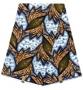 Tissu Wax Pagne africain Hitarget coton HTG97 BLEU ORANGE