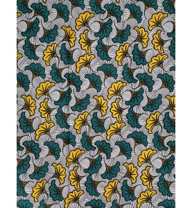 Coupon 2 yards Tissu Wax Hitarget Coton HTIN03 JAUNE TURQUOISE