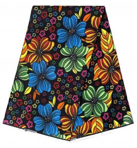 Wax Pagne africain Hitarget coton HTIN25 Fond NOIR