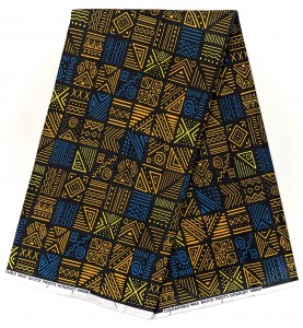 Wax Pagne africain Hitarget coton HTIN26 NOIR JAUNE