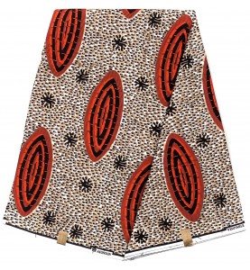 Tissu Wax Pagne africain Hitarget coton HTG135 ROUGE BEIGE