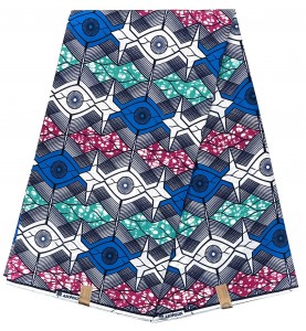 Tissu Wax Pagne africain Hitarget coton HTG139 BLEU BLANC