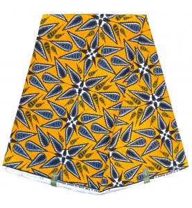 Wax Real tissu africain coton SANHE99 JAUNE BLEU