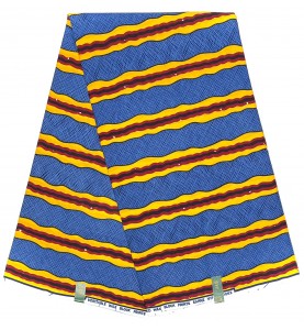 Wax Real tissu africain coton SANHE111 BLEU JAUNE